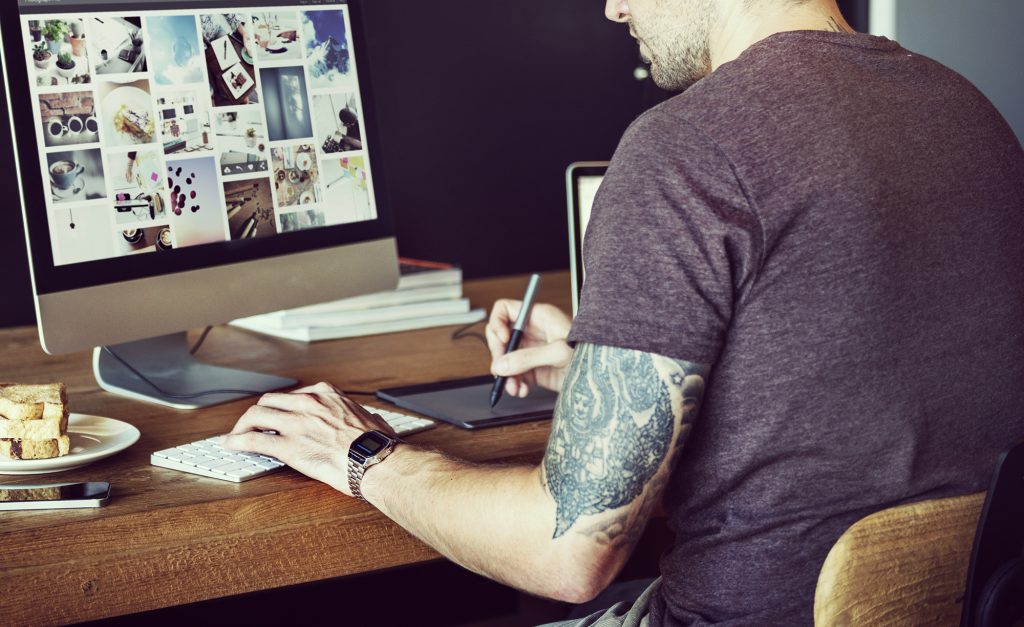 graphic design, man with computer,laptop image